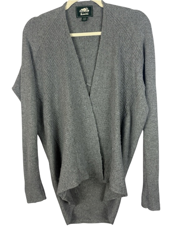 Roots Sweaters - Roots Heather Grey Lambs Wool Cashmere Blend Cocoon Draped Cardigan Sweater Med